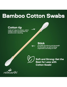 Hisopos de Algodón de Bambú reEarth - 500 Unidades Ecológicos 2