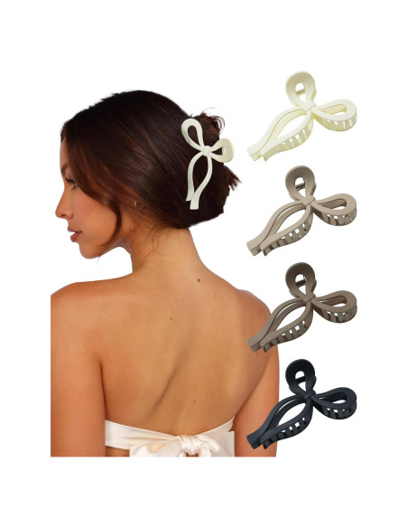 4 Clips de Pelo con Lazo Chlins - Antideslizantes y Grandes