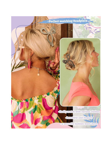 4 Clips de Pelo con Lazo Chlins - Antideslizantes y Grandes