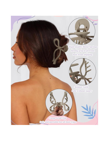 4 Clips de Pelo con Lazo Chlins - Antideslizantes y Grandes