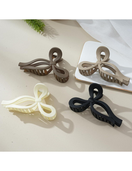 4 Clips de Pelo con Lazo Chlins - Antideslizantes y Grandes