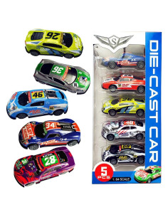 Coches de Carreras Pull Back Himeeu Set de 5 Metal 7,62 cm