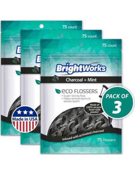 Palillos de Hilo Sostenibles Brightworks - 225 Unidades - Menta y Carbón