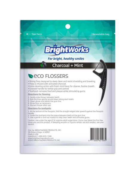 Palillos de Hilo Sostenibles Brightworks - 225 Unidades - Menta y Carbón