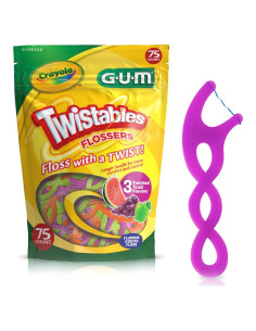 Hilo Dental GUM Crayola Twistables para Niños - 75 Unidades