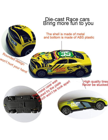 Coches de Carreras Pull Back Himeeu Set de 5 Metal 7,62 cm