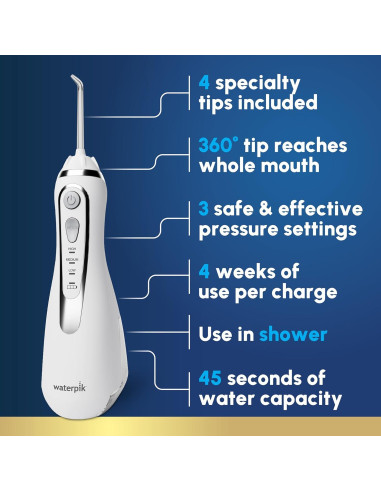 Hilo Dental Inalámbrico Waterpik WP-580 Blanco Recargable