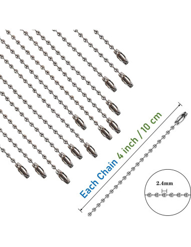 150 Cadenas de Bolas 10cm Wayilea Acero Inoxidable