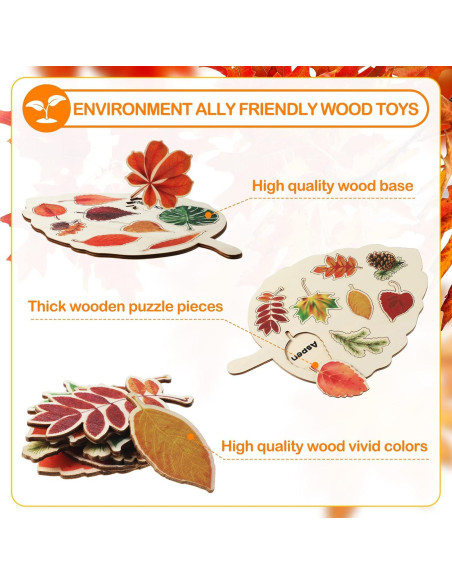 Rompecabezas de Madera Kathfly 2 Piezas Hoja Educativo 20x33cm