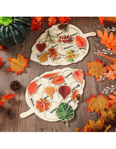 Rompecabezas de Madera Kathfly 2 Piezas Hoja Educativo 20x33cm