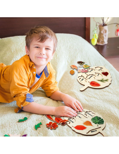 Rompecabezas de Madera Kathfly 2 Piezas Hoja Educativo 20x33cm