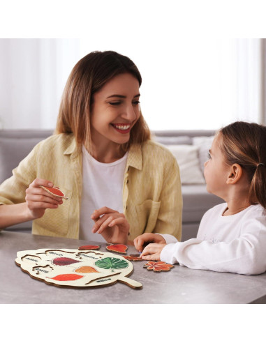 Rompecabezas de Madera Kathfly 2 Piezas Hoja Educativo 20x33cm