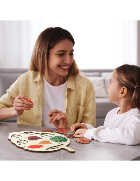 Rompecabezas de Madera Kathfly 2 Piezas Hoja Educativo 20x33cm