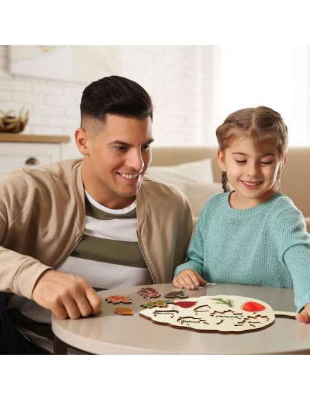 Rompecabezas de Madera Kathfly 2 Piezas Hoja Educativo 20x33cm