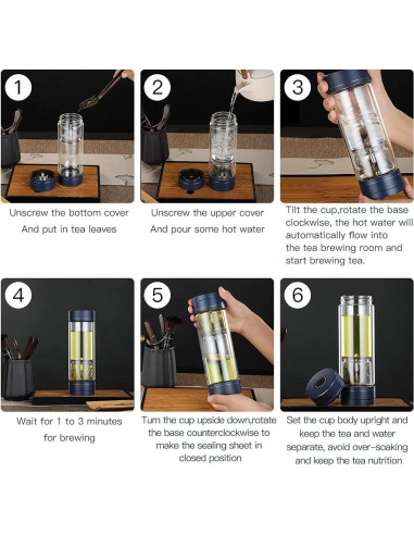 Botella de Té Portátil Toycol 450ml Doble Pared Aislante