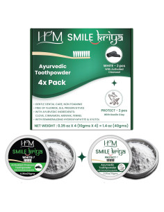 HM Smile Polvo Dental Ayurvédico Blanqueador 4x10g