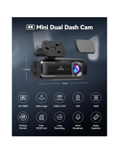 Cámara Dash REDTIGER F9 4K y 1080P Doble, WiFi GPS 2