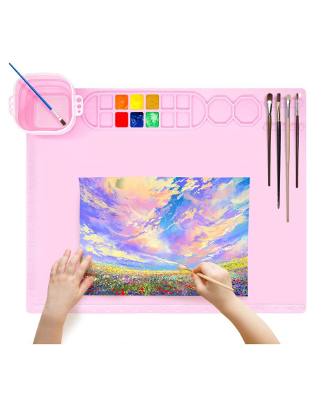 Alfombrilla de Silicona JAGOCY Rosa 50.8x40.6cm con Taza Plegable