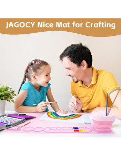 Alfombrilla de Silicona JAGOCY Rosa 50.8x40.6cm con Taza Plegable 2