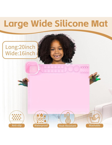 Alfombrilla de Silicona JAGOCY Rosa 50.8x40.6cm con Taza Plegable