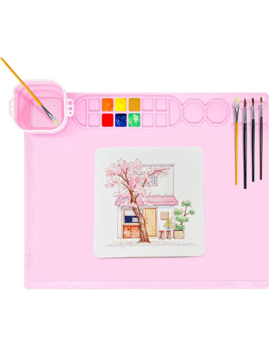 Alfombrilla de Silicona JAGOCY Rosa 50.8x40.6cm con Taza Plegable