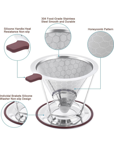 Goteador de Café MISETTO Acero Inoxidable 1-2 Tazas Reutilizable