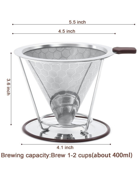 Goteador de Café MISETTO Acero Inoxidable 1-2 Tazas Reutilizable