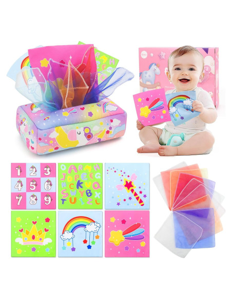 Juguete Sensorial de Caja de Tejido USRELA para Bebés 6-12 Meses