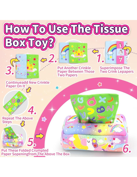 Juguete Sensorial de Caja de Tejido USRELA para Bebés 6-12 Meses