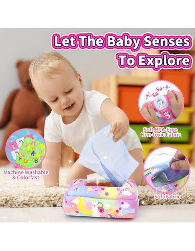 Juguete Sensorial de Caja de Tejido USRELA para Bebés 6-12 Meses