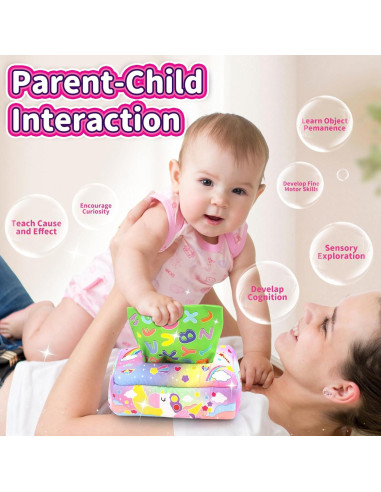 Juguete Sensorial de Caja de Tejido USRELA para Bebés 6-12 Meses