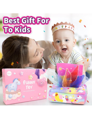 Juguete Sensorial de Caja de Tejido USRELA para Bebés 6-12 Meses