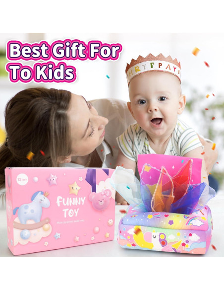 Juguete Sensorial de Caja de Tejido USRELA para Bebés 6-12 Meses