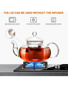 Tetera de vidrio CNGLASS 600 ml con infusor removible 2