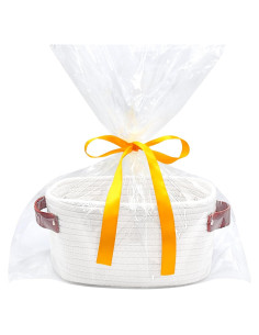 Cesta de Almacenamiento Pequeña ABenkle, Algodón Blanco