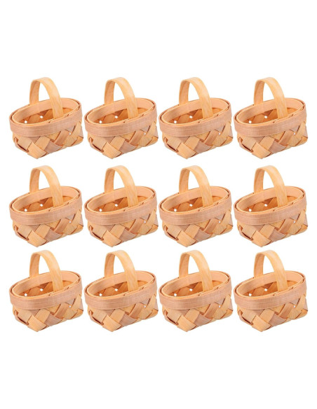 Cestas Tejidas MAGICLULU 12Pcs Madera 6x6x6cm Decoración