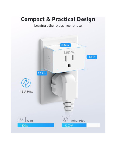 Enchufe Inteligente Lepro P1 15A WiFi Bluetooth Control Voz