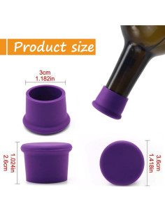 12 Tapones de Silicona para Vino DXMWWTP - Reutilizables y Coloridos 2