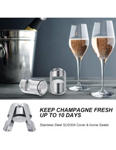 Tapones para Botellas de Champán OWO Acero Inoxidable 2 Pzs 2