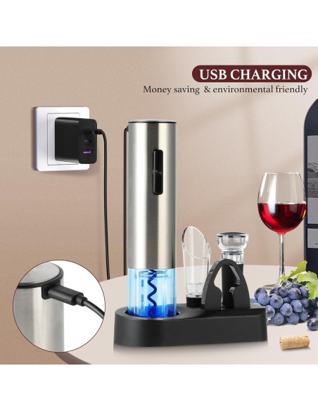 Juego de abridor de vino eléctrico BreezeSound 6 en 1 Juego de abridor de vino eléctrico BreezeSound 6 en 1