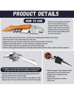 Juego de Accesorios para Vino A&A Wonders - Sacacorchos 3 en 1, Vertedor Aerador y Decantador 2