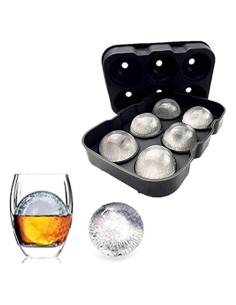 Molde de Hielo Redondo DOXISHRUKY 6 bolas de Silicona Negra
