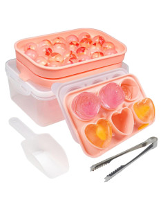 Juego de Moldes de Hielo IDVVSSX en Silicona Rosa - 22 Esferas y 6 Formas