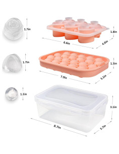 Juego de Moldes de Hielo IDVVSSX en Silicona Rosa - 22 Esferas y 6 Formas 2