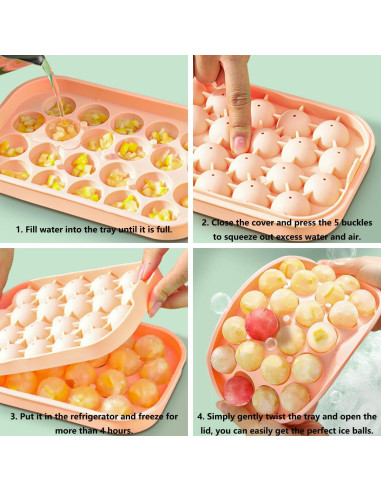 Juego de Moldes de Hielo IDVVSSX en Silicona Rosa - 22 Esferas y 6 Formas