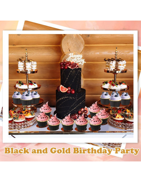300 Forros de Cupcake Desechables Gandeer 6.86 cm Dorado/Negro