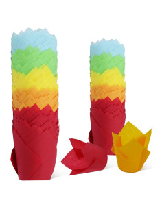 150 Forros de Cupcake Tulipán IAXSEE - Papel a Prueba de Grasa