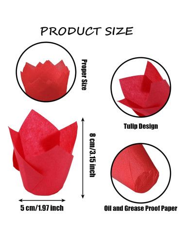 150 Forros de Cupcake Tulipán IAXSEE - Papel a Prueba de Grasa