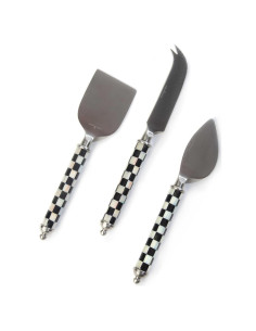 Juego de Cuchillos para Queso MacKenzie-Childs Cuadrícula 3 Pzas