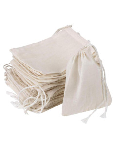 20 Bolsas de Muselina Reutilizables GIYOMI 15x10 cm Algodón Natural